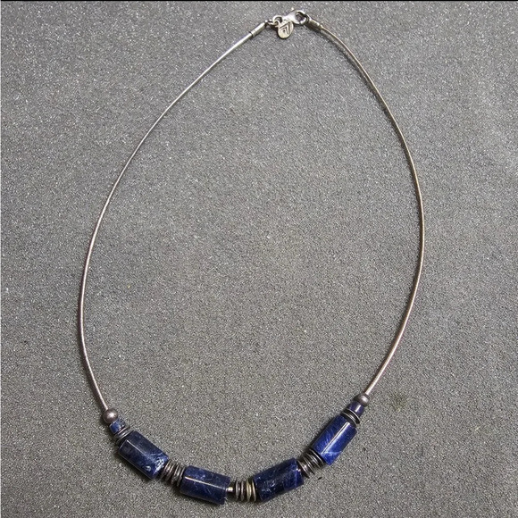 Silpada Sterling Silver Blue Sodalite Bead Snake Chain Choker Necklace N1087 16" - Picture 1 of 6